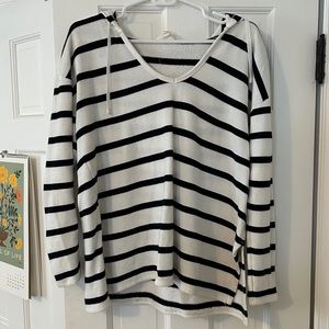 Loft navy and white stripe lounge hoodie